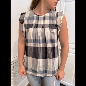 Loft size XS Top ivory teal black blue model 5’ tall Fall transition